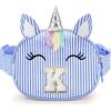 YOOLIFE Regalo di compleanno per ragazze e bambini, marsupio con iniziale, borsa a tracolla, Blu, K, K