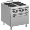 DEXION Cucina professionale elettrica con 4 piastre quadre - Potenza 3 x kW 3 + 1 x kW 4 - Forno elettrico - cm 80 x 90 x 85 h