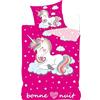arlis Parure copripiumino unicorno - 1 copripiumino + 1 federa - 100% cotone (set di biancheria da letto unicorno, 140 x 200 cm)