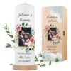 GRAVURZEILE Candela Stampata Personalizzata - Foto di Matrimonio Con Nome e Data - Regalo per Sposi - Pilastro Bianca di Alta Qualità 250/80 mm