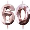 Deratta Candele Compleanno Candela Numero 60 Decorazioni Torta Compleanno Candeline Compleanno Oro Rosa Candele per Feste Candelina 60 anni Donna