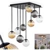 hofstein Lampada da soffitto HOFSTEIN Chehalis, lampada da soffitto in metallo/vetro ondulato in nero/ambra/trasparente/fumo, lampada dal design moderno retrò/vintage con paralumi in vetro (Ø 12 cm), 9x G9