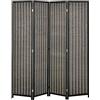 HOMCOM Paravento da Interno a 4 Ante in Legno e Bambù, Separé Divisorio Pieghevole Salvaspazio Altezza 180cm Stile Boho, Nero e Marrone