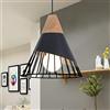 Chao Zan E27 Pendente Lampadario Paralumi in Legno per Lampada a Sospensione Lampadario a Sospensione Plafoniera sospensione in metallo creativo Forma di cono - Nero