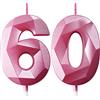 Deratta Candele Compleanno Candela Numero 60 Decorazioni Torta Compleanno Candeline Compleanno Rosa Candele per Feste Candelina 60 anni Donna