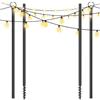 Kaitenv String Light Poles - Set di 2 catene luminose per esterni, 3,2 m, con design a spirale, resistente alla corrosione e agli agenti atmosferici, per terrazza, giardino, feste e Natale, nero
