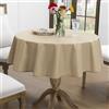 Romanstile Tovaglia Plastificata Rotonda 140 cm Cerata Antimacchia Esterno Impermeabile Tavolo 6-8 Posti Beige con Bordo Rinforzato Effetto Lino per Balcone, Terrazza, Giardino, Pasqua, B&B, Cena