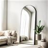 COFENY Specchio da Terra ad Arco, Specchio da Parete Grande con Cornice in Alluminio 165 x 60 cm, Specchio da Terra da Appoggiare o Appendere per Soggiorno, Camera da Letto, Ingresso, Nero