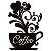 ABCDEFG Arte da parete in metallo - Tazza da caffè - Arte da parete in metallo nero - Decorazione moderna per soggiorno, bar e cucina - Elegante opera d'arte da parete per la casa