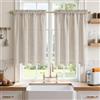 MRTREES Tende Cucina a Vetro 2 Pezzi Effetto Lino Lino Naturale, Tende Lino 60 x 60 cm (LxA) Passanti, Tendine Corte Semitrasparenti per Piccole Finestre Bagno Sotto Lavello Davanzale Armadietto