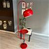 bamyum Gorkiede Lampada da Terra in Metallo per Soggiorno, Camera da Letto, Camera dei Bambini con Attacco E27, Larghezza 27 cm, Paralume Regolabile Rosso