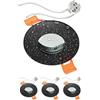 ledscom.de 4x cornice da incasso a soffitto per bagno ERID, impermeabile, bagno, IP44, rotonda, nero opaco, incl. presa GU5.3