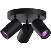 CALEX Faretto da soffitto LED Smart, 3 luci tonde, orientabile, colori RGB & luce da fredda a calda, Dimmerabile, controllo app Wi-Fi & vocale, Nero