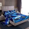 Loussiesd Set di lenzuola Race Car, alla moda, motivo auto sportive, colore blu, per bambini e ragazzi, con 1 lenzuolo e 1 federa, per letto singolo