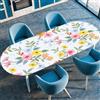 Surwin Tovaglia Ovale con Bordo Elastico, Antiscivolo Elastico Copritavolo Ovale Antimacchia Protezione Tavolo Casa Ristorante Sala da Pranzo Giardino -Stampa Pianta (Giardino,107x183cm)