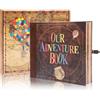 FEIYU BUY Our Adventure Book - Album per ritagli fai da te, 148 pagine, con copertina in rilievo in stile retrò, diario di viaggio perfetto e album dei ricordi per coppie, ideale per anniversari e matrimoni,