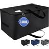 IHOMAGIC Borsa Portaoggetti Grande Capacità per Trapunte e Coperte, Porta Abiti Pieghevole con Manico e Cerniera Lampo, Organizzatore di Armadio Contenitore Sottoletto 70x42x35CM, 100L Nero