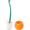 EHOTER Divertente e creativo scopino per WC con supporto, ciotola e manico lungo, strumento per la pulizia del bagno e della casa con setole spesse per la pulizia del bagno (arancione)