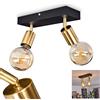 hofstein Lampada da soffitto Tulla, lampada da soffitto in metallo in nero/ottone, lampada da camera moderna a 2 luci, le teste delle lampade possono essere ruotate e orientate, 2 x E27,senza lampadina/e