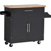 Carrello Da Cucina Multiuso Con Cassetto, Ruote, Portaspezie E Armadietto, Mobiletto Cucina Con Ripiano Regolabile, Portasciugamani E Piano In Legno