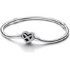 PANDORA Bracciale Moments in maglia snake in argento Sterling con chiusura a forma di cuore con simbolo dell'infinito con zirconi cubici trasparenti, 16