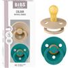 BIBS Colour Ciuccio, 0-6 mesi, confezione da 2, Taupe/Scuba | Tettarella rotonda | Lattice di gomma naturale | Taglia 1 | Senza BPA | Prodotto in Danimarca | Scudo anti-irritazione