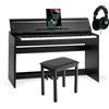 McGrey DP-18 SM Pianoforte Digitale Nero Opaco - 88 Tasti Tastiera con azione a martello - Pianola musicale con USB, 128 suoni, 128 polifonie, 3 pedali - Piano digitale Set con Panca e Cuffie
