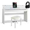 McGrey DP-18 WM Pianoforte Digitale Bianco Opaco - 88 Tasti Tastiera con azione a martello - Pianola musicale con USB, 128 suoni, 128 polifonie, 3 pedali - Piano digitale Set con Panca e Cuffie