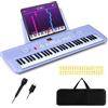 KOMFOTTEU Pianoforte Digitale 61 Tasti Pieghevole, Tastiera Elettronica con Microfono e Leggio, Pianola Portatile con Borsa per il Trasporto per Principianti (Viola)