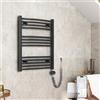 EMKE Scaldasalviette elettrico curvo, 750 x 600 mm, WiFi, con termostato e barra riscaldante, 300 W, antracite