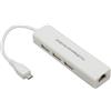 BerryBase Micro USB 2.0 Fast Ethernet Network Converter + Hub USB a 3 porte bianco