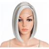 Début Parrucca frontale in pizzo per donna nera Bob parrucca per donna bianca capelli sintetici 24 cm 120 g naturale liscio pizzo svizzero fibre resistenti al calore semi-legate a mano (24 cm, PD