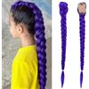 WSOAFVK Extension Capelli Viola, Lunga Treccia in Fibra Sintetica per Intrecciare, Pezzo di Parrucca da 66cm, Accessorio per Feste Teatrali, Cosplay, Halloween
