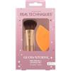 REAL TECHNIQUES Glowstorm Mini Brush + Sponge Kit, 2 Piece Gift Set