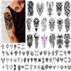 atydkug 77 Tatuaggi Temporanei Cyborg Tribal Donne Uomini Unisex, 17 Teschi con Farfalle Mezzo braccio, 60 Tatuaggi Finti Sticker Vintage Nero Impermeabili e di Lunga Durata