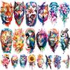 atydkug 77 Tatuaggi Temporanei Fiori Leoni Tigri, 17 Grandi Disegni Mezzo Braccio Gatti-Gufi-Pappagalli, 60 Mini Lupi Piume Realistici Adulti Bambini