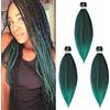 Cybelleza Treccine Capelli Extension Pre Stretched Braiding Hair Pre Allungato Stirato Yaki Professionale Africane Capelli Sintetici Lunghi Sintetici Afro Ombre Crochet 3 Ciocche 65cm Nero&Verde