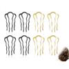 AOYEGIC 8 pettini per capelli, pettini vintage con denti in metallo, adatti per donne e ragazze, per lavoro, scuola, ufficio, matrimoni e feste (neri e oro, a forma di U)