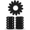 Gerlich Set di 10 elastici per capelli a spirale - elastici per meno doppie punte e capelli rotti - elastici per capelli - spirali per capelli fini - elastici per capelli a cavo telefonico, nero, 2.5 cm