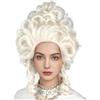 PORSMEER Parrucca da donna in stile retrò con alveare, riccia e corta, stile vittoriano, per cosplay, Halloween, colore bianco e biondo, adatta per anni '50 e '80