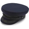 fiebig Original Prinz-Heinrich | Cappellino da Capitano Foderato Classico | Berretto da Marinaio Tradizionale in Tessuto | Cappellino con Visiera, Bottoni di Ancoraggio ed Emblema (58-L, Blu Marino)