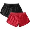 Amy Coulee Boxer da uomo in raso, Nero/rosso, L
