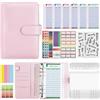 Lrocotanc Raccoglitore ad Anelli A6 - 30 Pezzi Money Binder con Buste a Cerniera e Etichette - Ideale per Budget Planner e Organizzatore di Contanti per Casa e Lavoro (Rosa)