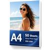 HingtTraum Carta Fotografica A4 Lucida 200 g/m², 50 Fogli, per Stampante Inkjet | 50 fogli A4 lucidi da 200 g/m², asciugatura rapida, per stampanti inkjet e foto dai colori brillanti.