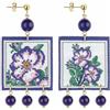 IN Lebole Collezione The Tag Fiore Sfumato Orecchini da Donna in Ottone Pietra Viola