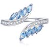 Generic Anello regolabile da donna - S925 Anelli da dito azzurro a forma di salice Statement Eleg
