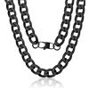 ChainsPro Collane Grosse Uomo Donna in Acciaio Inossidabile, 13 mm Catenina Uomo Nero Lunga 46cm, Collana Catena Cubana Uomo Ragazzo Necklace for Men Hiphop Rapper, Idee Regalo