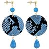 IN Lebole Collezione The Circle Piccolo Pitonato Orecchini da Donna in Ottone Pietra Azzurro