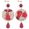 IN Lebole Collezione The Circle DOR101 Portafortuna Orecchini da Donna in Ottone Pietra Rubino