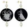 IN Lebole Collezione The Circle DOR142 Gioiello Cani Orecchini da Donna in Ottone Pietra Perla
